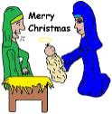 Christmas Clipart- Mary joseph and baby jesus in the manger clip art