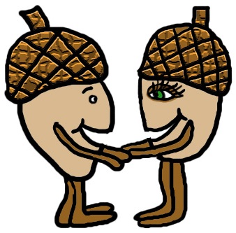 Boy and Girl Acorns Holding Hands Clipart