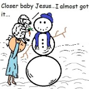 Baby Jesus and His Sheep Building a snowman clipart picture- el nino jesus en su pesebre