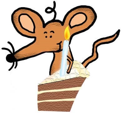 Mouse With Birthday Cake Clipart Picture Image Drawing Illustration Graphic Cartoon