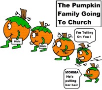 Pumpkin Family Going to Church Clipart