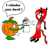 Pumpkin Rebuking Devil Clipart