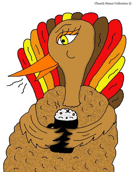 Turkey Drinking Hot Chocolate Clipart