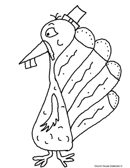 Thanksgiving Turkey With Buck Teeth and Pilgrim Hat Clipart